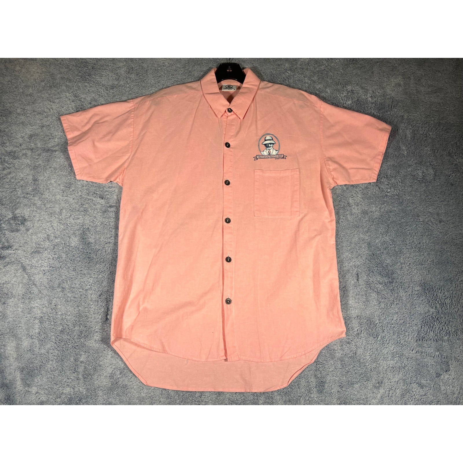 Vintage Panama Jack Cup Mens L Salmon Pink Sailboat Regatta Button Down Shirt